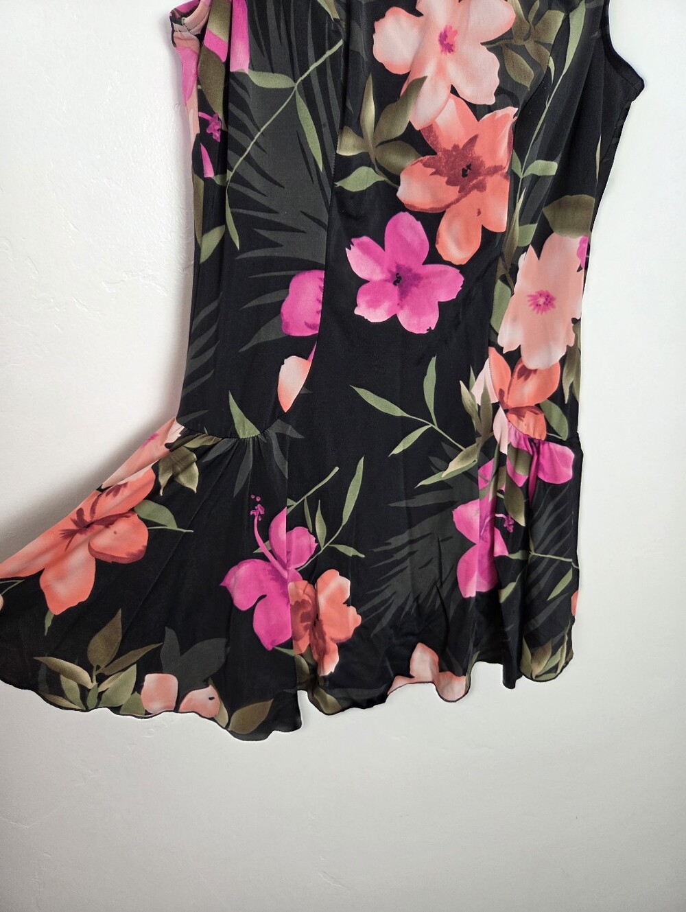 Maxine Of Hollywood Swim Dress Tankini One Piece Floral Tropical Poolside XL 18 - Picture 3 of 12